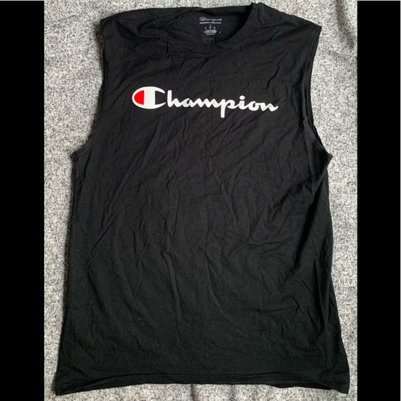 Men’s Champion Sleeveless Shirt - Size LARGE - Workout Gym Top - Black t-shirt - Picture 4 of 9